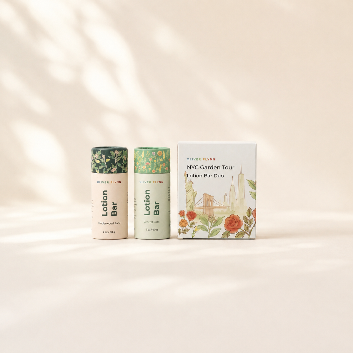 Oliver Flynn Lotion Bar with mango butter and jojoba oil in a plastic-free compostable paper tube for soft, moisturized skin.